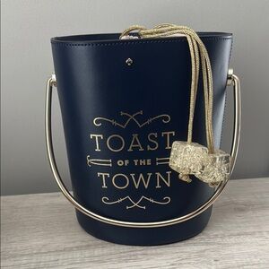 Brand new! Navy Bucket Bag with Gold Accents